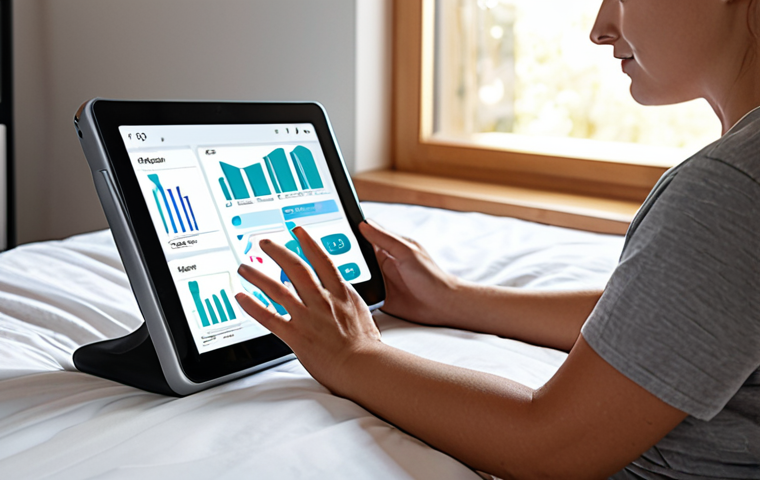 **Prompt 1: "A person in a comfortable, modern home environment interacts with a sleek tablet displaying an AI-powered health assistant. The screen shows personalized health data visualizations, including sleep patterns, exercise suggestions, and nutritional advice, with gentle, flowing lines representing data analysis. The individual appears engaged and empowered, reflecting the seamless integration of technology into their daily well-being routine. The atmosphere is calm and supportive, with soft, ambient lighting. Focus on personalized care, daily convenience, and the user feeling understood by the AI."**